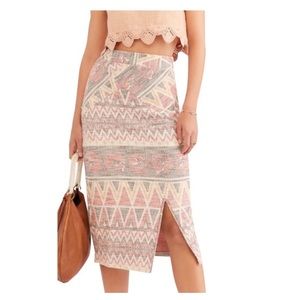 Free People Mendocino Midi Woven pencil skirt